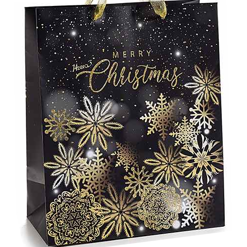 Weihnachtstüte Glitzer - mittelgroß Schneeflocken 12 auf Lager