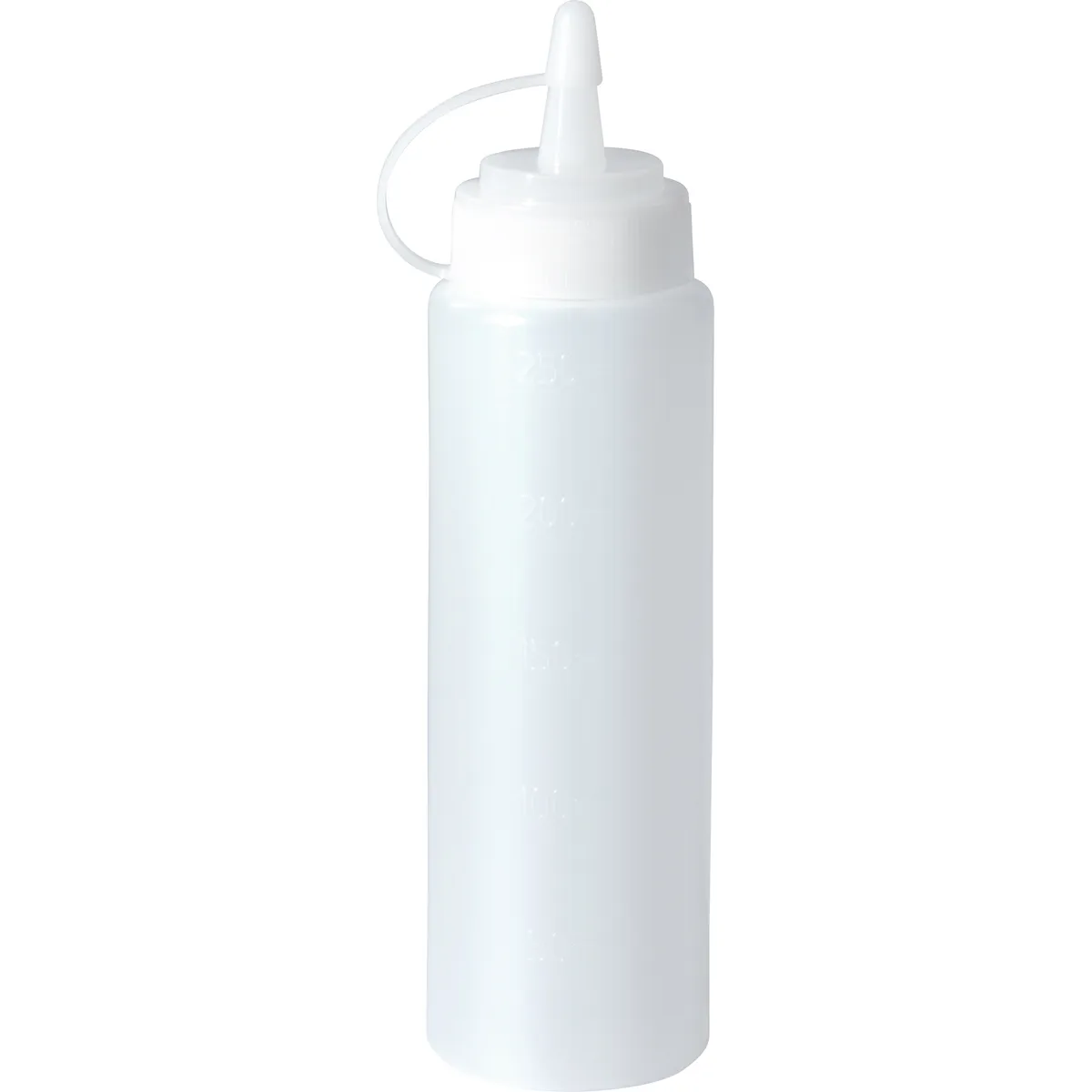 Squeeze-Flasche, Wasserflasche, Kunststoff, Transluzentes Weiß, Messmarkierungen, Wasserflasche, Sportflasche, Messskala, Schraubverschluss, Trinkverschluss