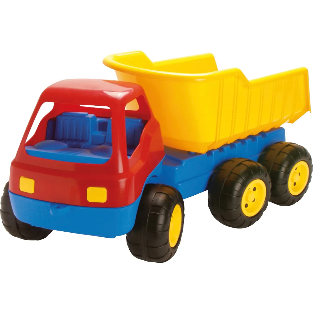 Kindertruck, Bauwerkzeug, Konstruktionsspielzeug, Gelb, Rot, Blau, Spielzeugtruck, Baumischwagen, Kipper, Puppenwagen, Kinderspielzeug