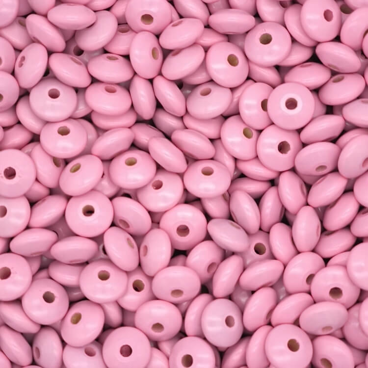 Linsen-Perlen • Holzlinsen 14mm • 50 Stück babyrosa 66 auf Lager