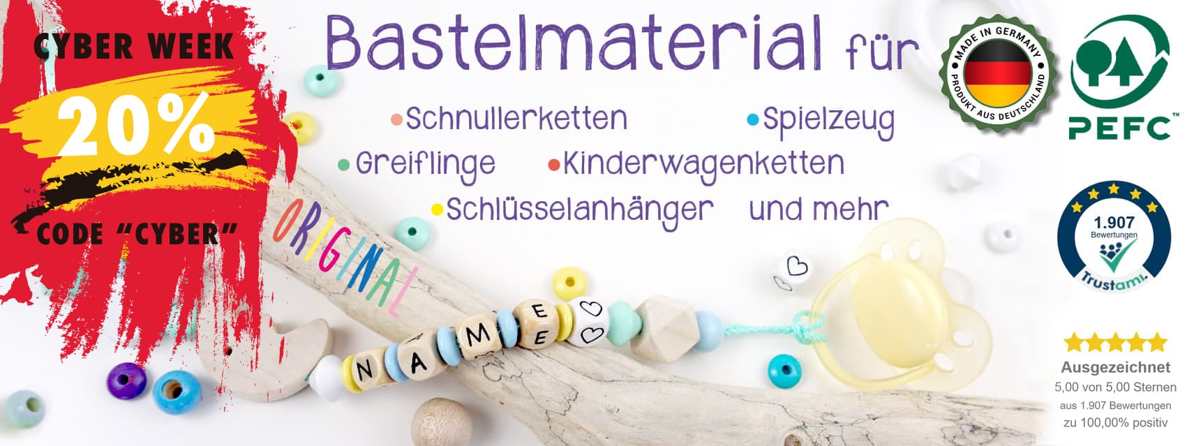 Schnullerketten Bastelbedarf cyber week Schnullerketten Bastelbedarf cyber week