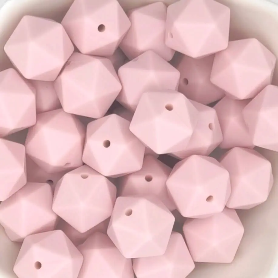 Hexagonperle Silikon 16mm rosa 51 auf Lager