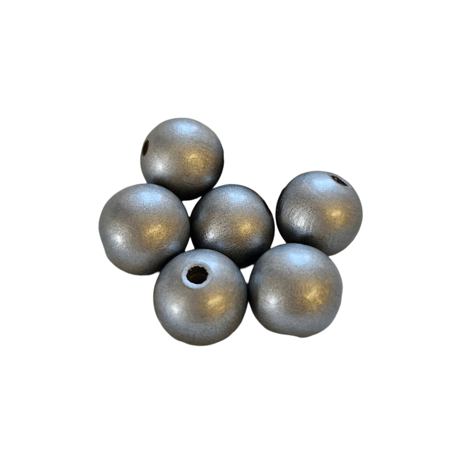 Holzperlen 15mm • 10 Stück silber 80 auf Lager