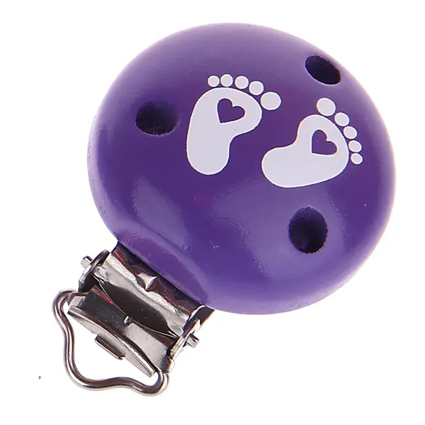 Pacifier clip baby feet purple 2 in stock 