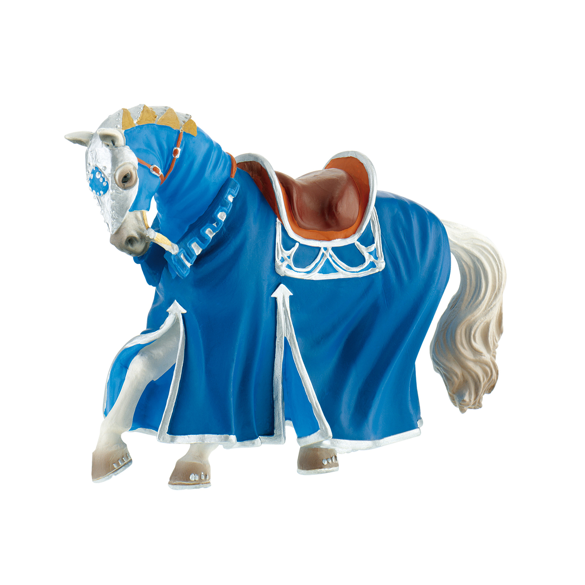 Schaukelpferd, Pferd, Dekorartikel, Kunststofffigur, blaues Kostüm/Decke, Pferd, Stoffpferd, Kostüm, blau, Reiterreitier