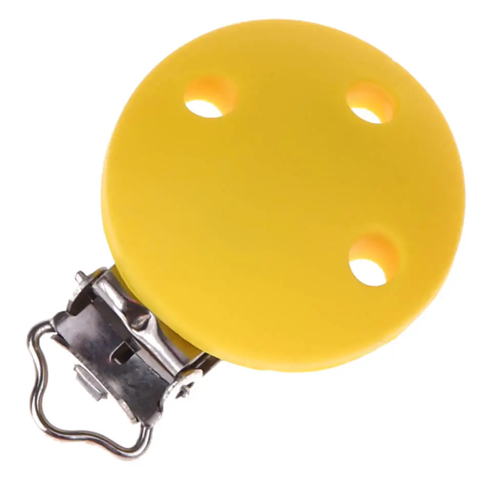 Silicone clip pacifier clip 35mm yellow 357 in stock 