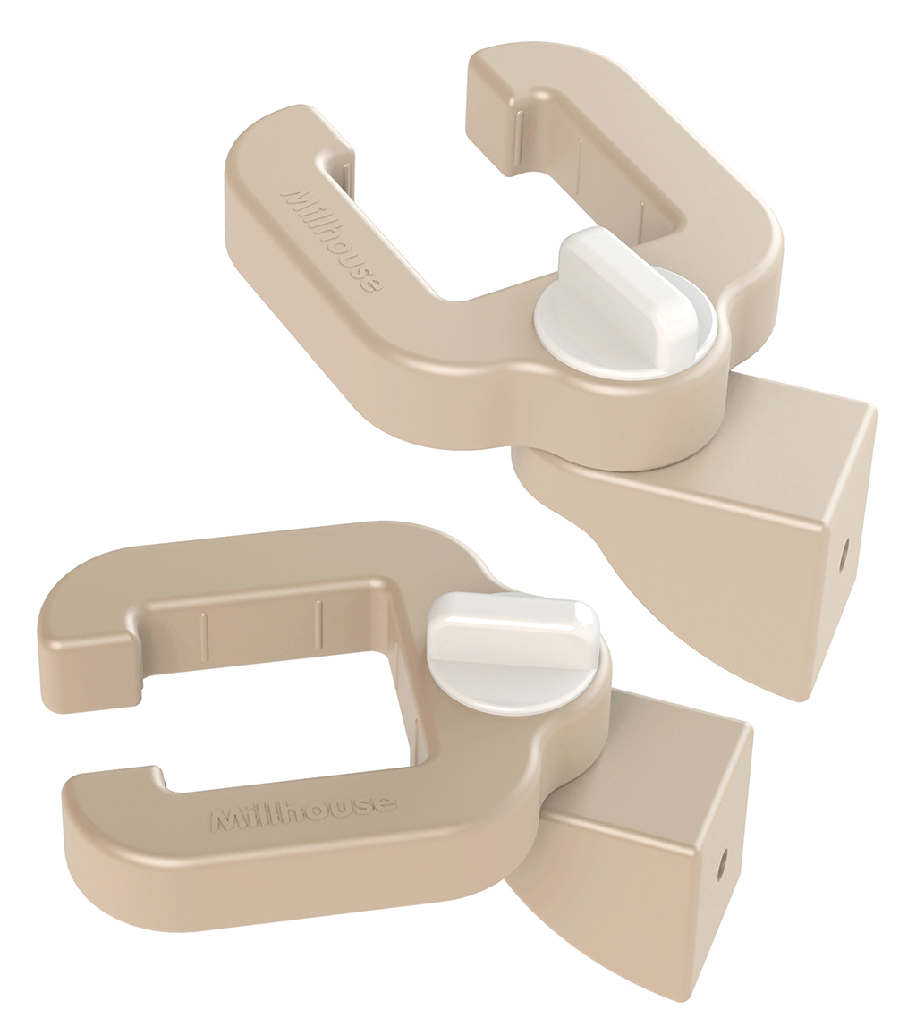 Schnalle, Gurtclip, Kabelhalter, Klemmverschluss, Beige, Schnullerhalter, Baby Clip, Gummiverschluss, Gehäuse, MilHouse