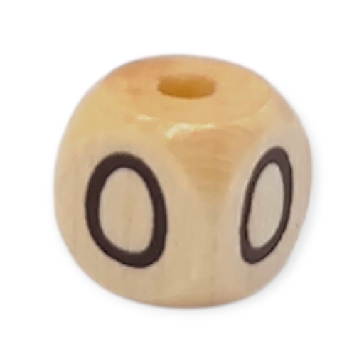 Letter beads letter cube wood embossed 10mm O 490 in stock 