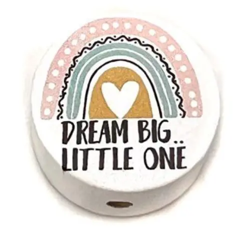 Motivperle "dream big little one" weiß 35 auf Lager