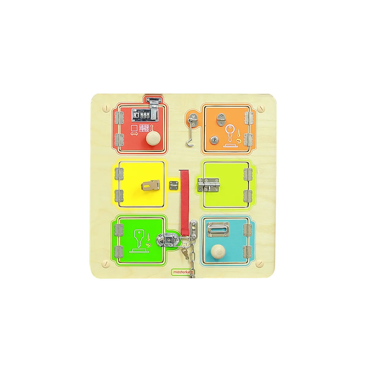 Holzpuzzle, Sortierbox, Farbig, Schlüsselanhänger, Kinderenspielzeug, Kinderwerkzeug, Sortierboard, Holzspielzeug, Farbig, Schlossverschluss