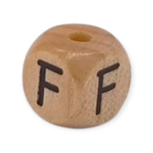 Letter beads letter cube wood embossed 10mm F 245 in stock 