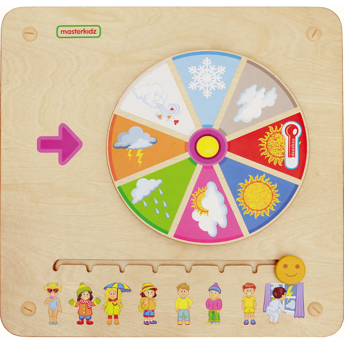 Wetterrad, Wetterkreis, Kreisplatte, Holzspielzeug, Kinderstation, spinner, Wetterrad, Holzbrett, Kinderspielzeug, Temperaturanzeige