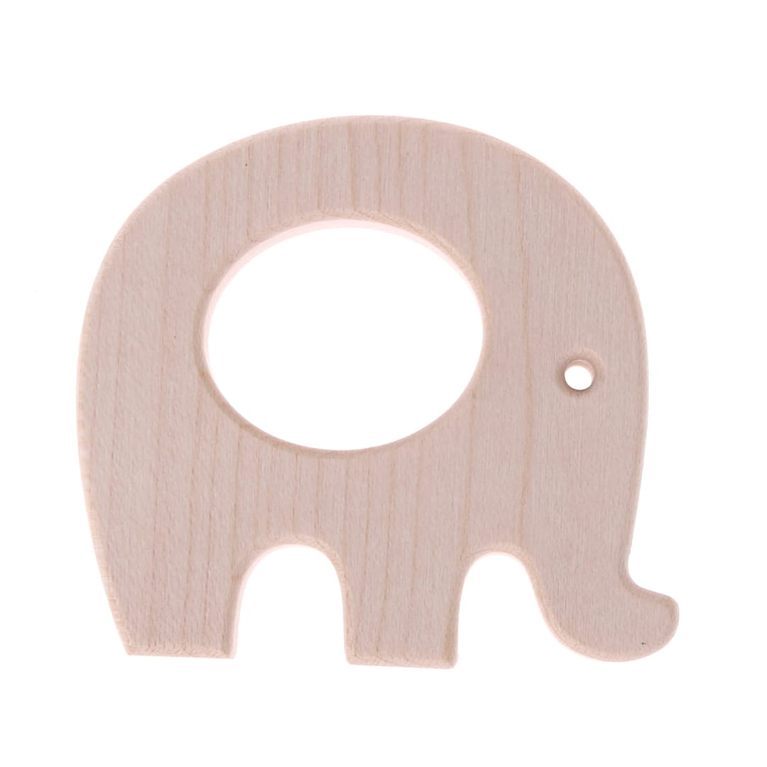 Wooden elephant teething ring