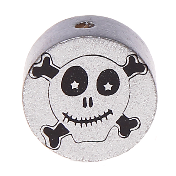 Motivperle Scheibe Happy Skull silber 559 auf Lager