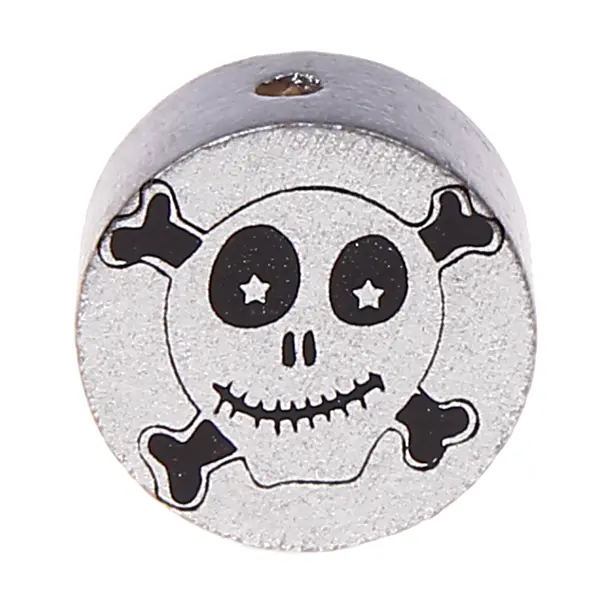 Motivperle Scheibe Happy Skull silber 559 auf Lager