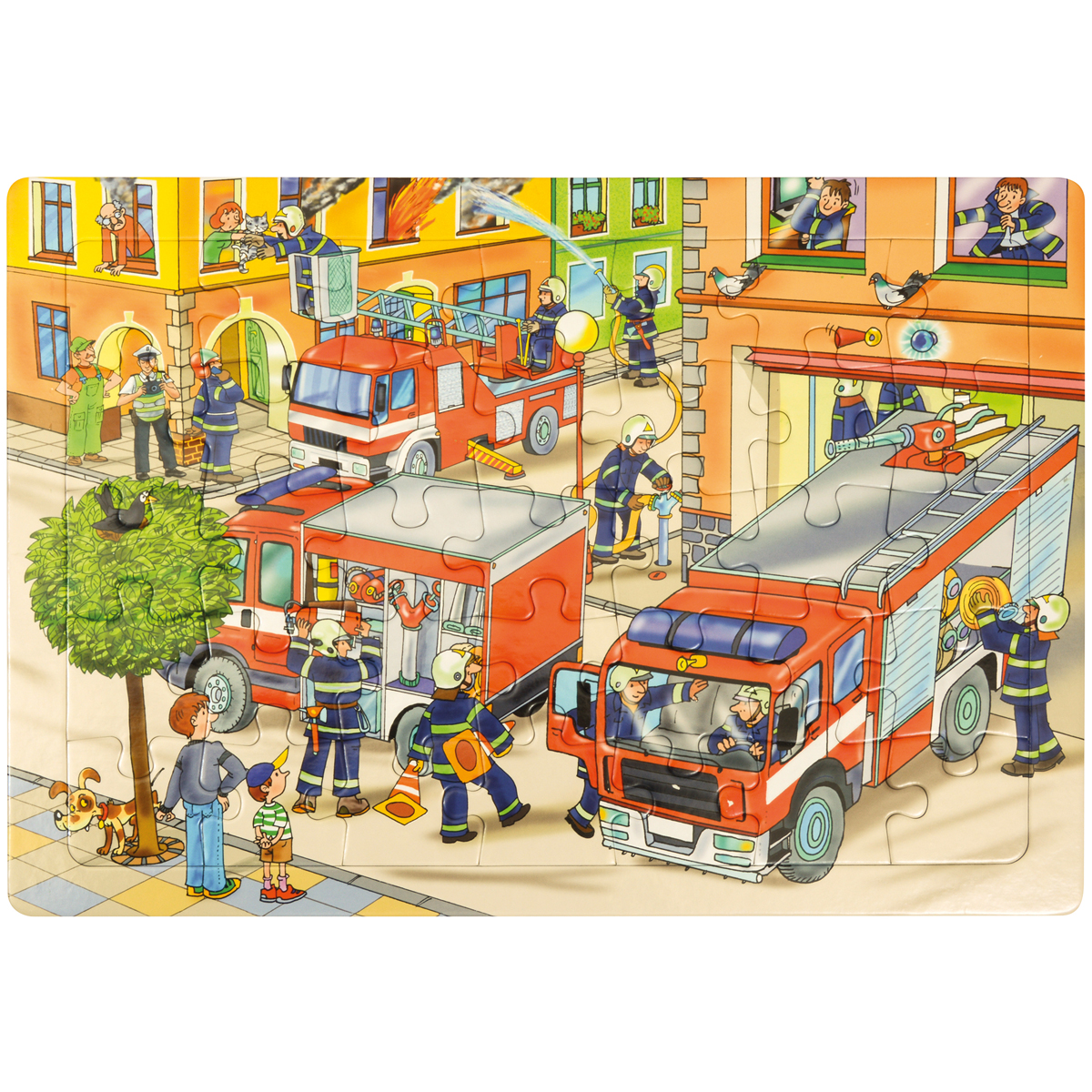 Feuerwehr, Feuerwehrauto, Löschfahrzeug, Rettung, Stadtansicht, Feuerwehr, Löschfahrzeug, Einsatz, Menschenmenge, Stadt