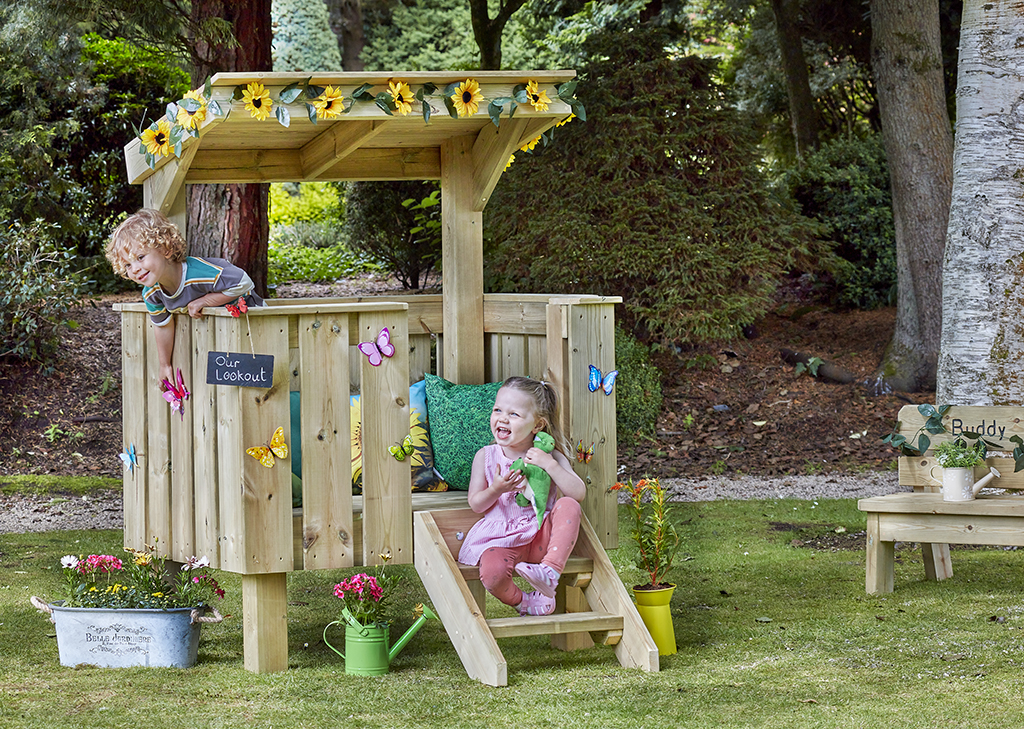 Holzspielhaus, Kinderhaus, Spielplatz im Garten, Garten-Spielhaus, Holzspielhaus mit Treppe, Spielhaus, Spielturm, Holzspielzeug, Kleinkind, Outdoor-Spielzeug