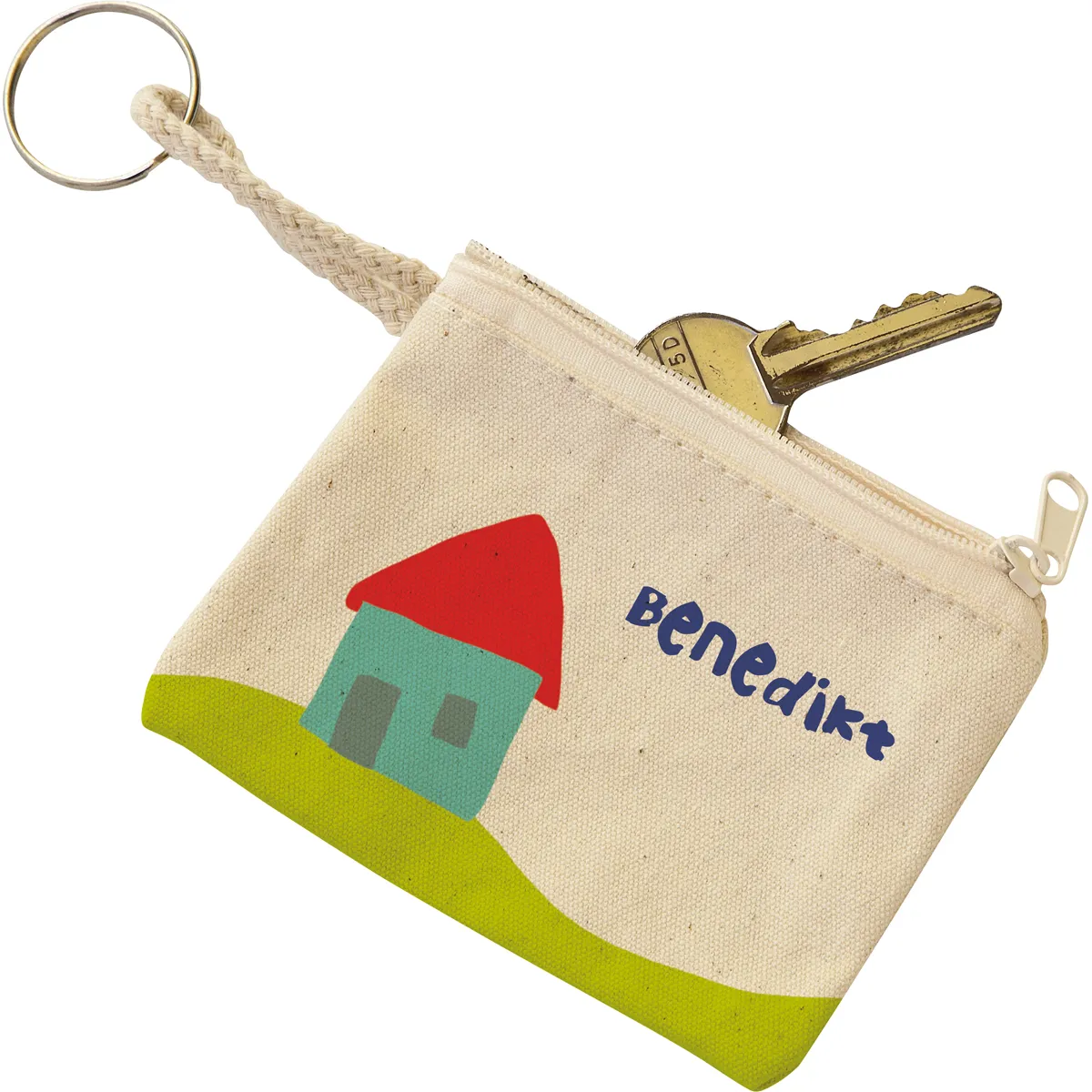 Schlüsselanhänger, Klimperkasten, Beutel, Keksdosen-Design, Haus, Schlüsselanhänger, Beutel, Canvas, Haus, Reißverschluss