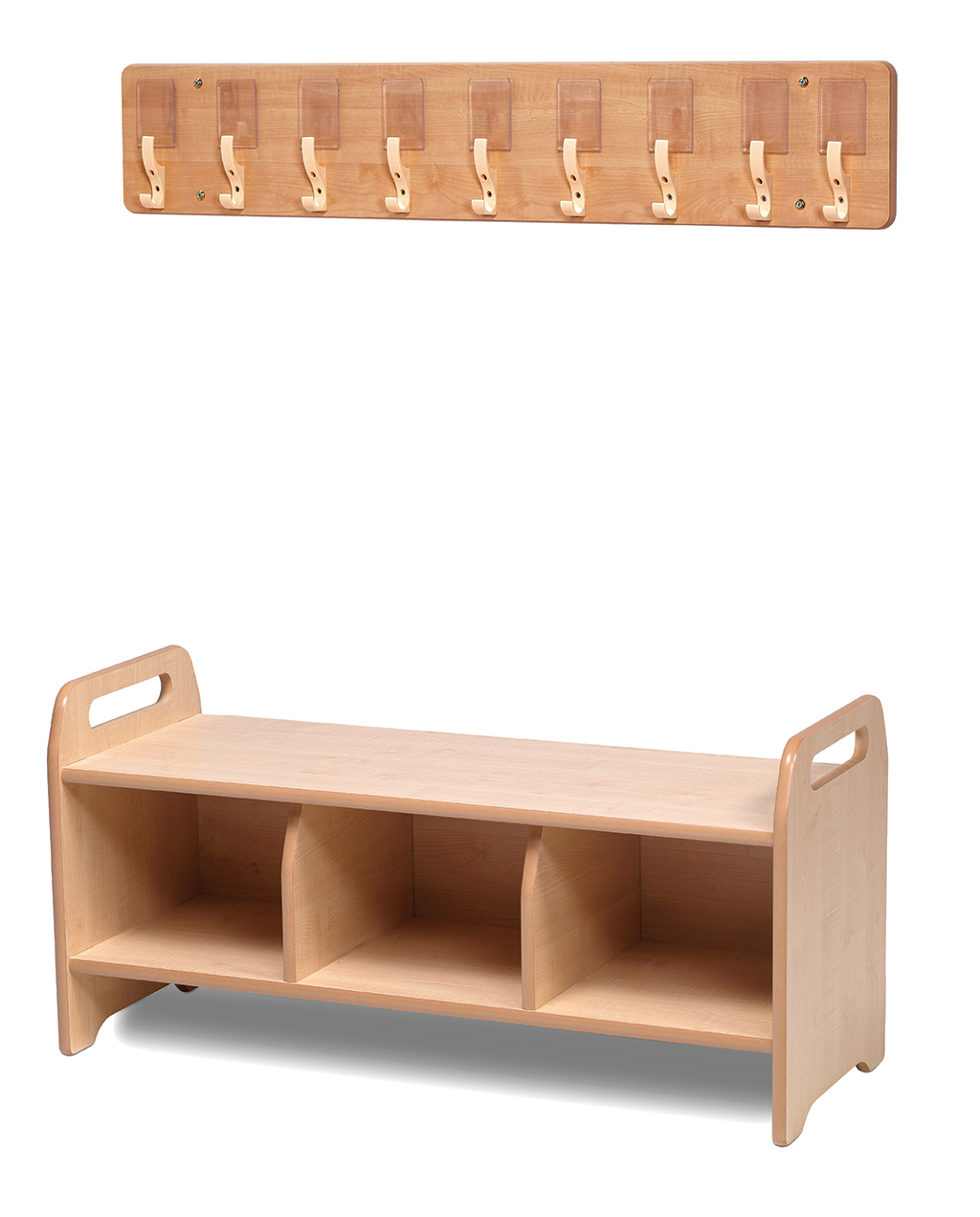 Holzbank, Garderobe, Hakenleiste, Schuhregal, Holzfinisher, Garderobenleiste, Wandhaken, Holz, Kleiderhaken, Garderobenregal