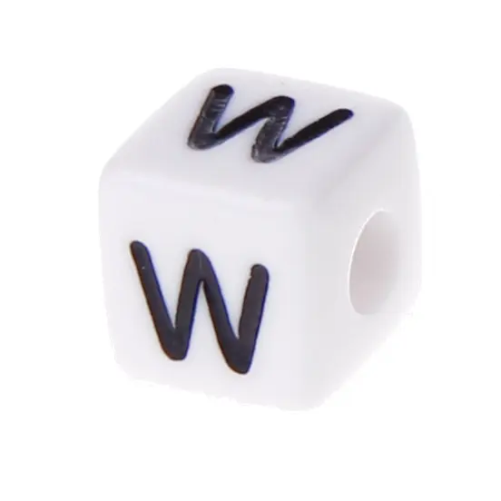 Plastic letter cube 10x10mm white/black - 10 pcs W 412 in stock 