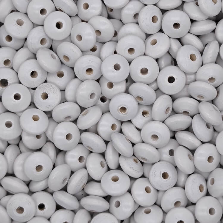 Linsen-Perlen • Holzlinsen 14mm • 50 Stück hellgrau 45 auf Lager