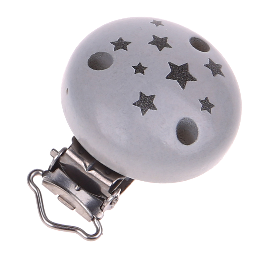 Pacifier clip star motif light gray 417 in stock 