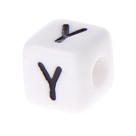 Plastic letter cube 10x10mm white/black - 10 pcs Y 118 in stock 