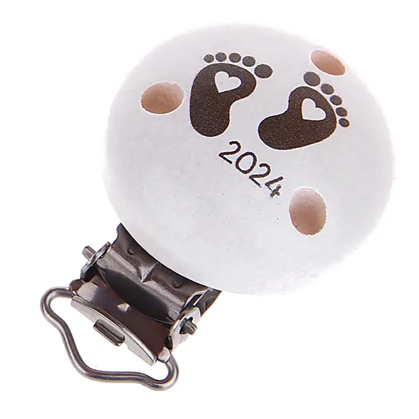 Pacifier clip baby feet 2024 white-grey 2 in stock 