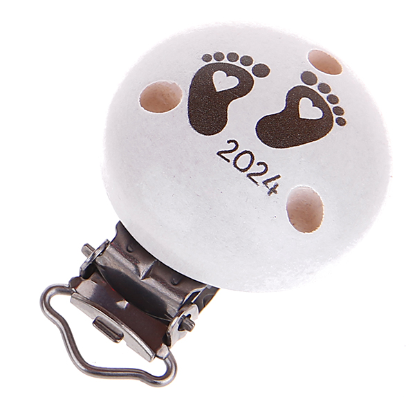 Pacifier clip baby feet 2024 white-grey 2 in stock 
