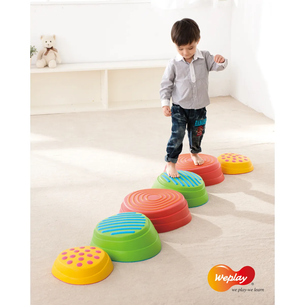 Kinderbalancierstufen, Balanciersteine, Stepping stones, Spielboden, Weplay, Kinderbalancierstufen, Balanciersteine, Bodenstufenkunststoff, Bunte Stufen, Kindertraining