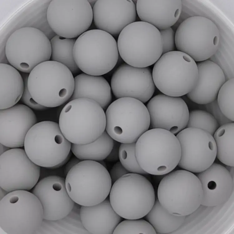 Silikonperle 12mm hellgrau 200 auf Lager