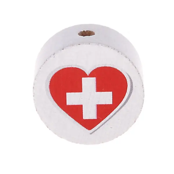 Motivperle Scheibe Flagge Herz Schweiz 348 auf Lager