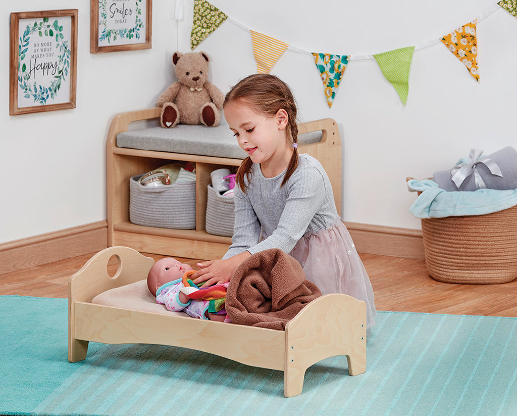 Kinderbett, Spielzeugbaby, Mädchen, Wohnzimmer, Teddy, Puppe, Kinderbett, Puppenpflege, Raumdeko, Spielzimmer
