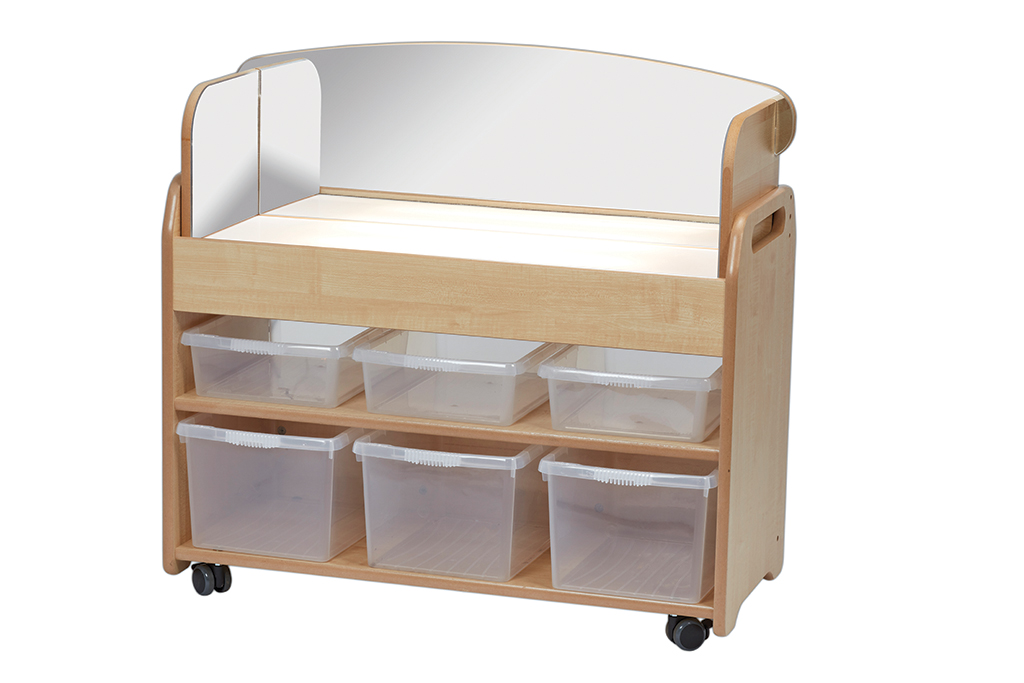 Kinderwerkbank, Holzrollcontainer, Transparente Behälter, Aufbewahrungswagen, Rollcontainer, Holzständer, Rollcontainer, Aufbewahrung, Kinderzimmer, Boxen