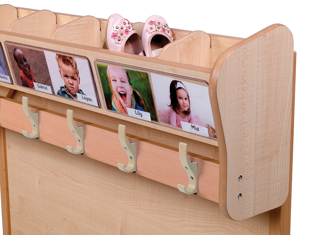 Kinderzaun, Schuhaufbewahrung, Fotoschiene, Klettaufhänger, Holzregal, Schuhregal, Hakenleiste, Kinderbank, Holzholz, Puppenstube