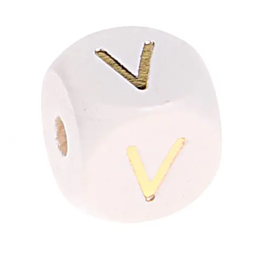 Buchstabenperlen weiss-gold 10mm x 10mm V 66 auf Lager