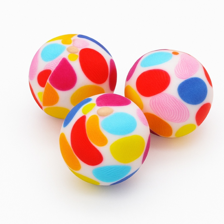 Silikonperle 12mm Muster colorful spots 192 auf Lager