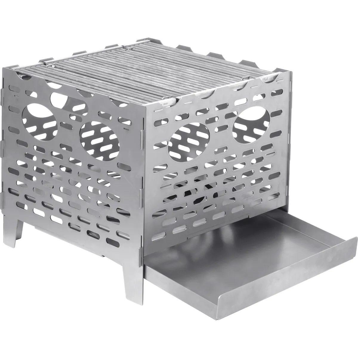 Grillkorb, Grillbox, Metallkiste, Kohlegrill, Schale, Grillkorb, Klappbar, Stahl, Löcherung, Auszug