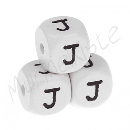 Buchstabenperlen weiß 10x10mm geprägt J 175 auf Lager