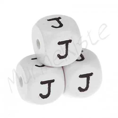 Buchstabenperlen weiß 10x10mm geprägt J 241 auf Lager