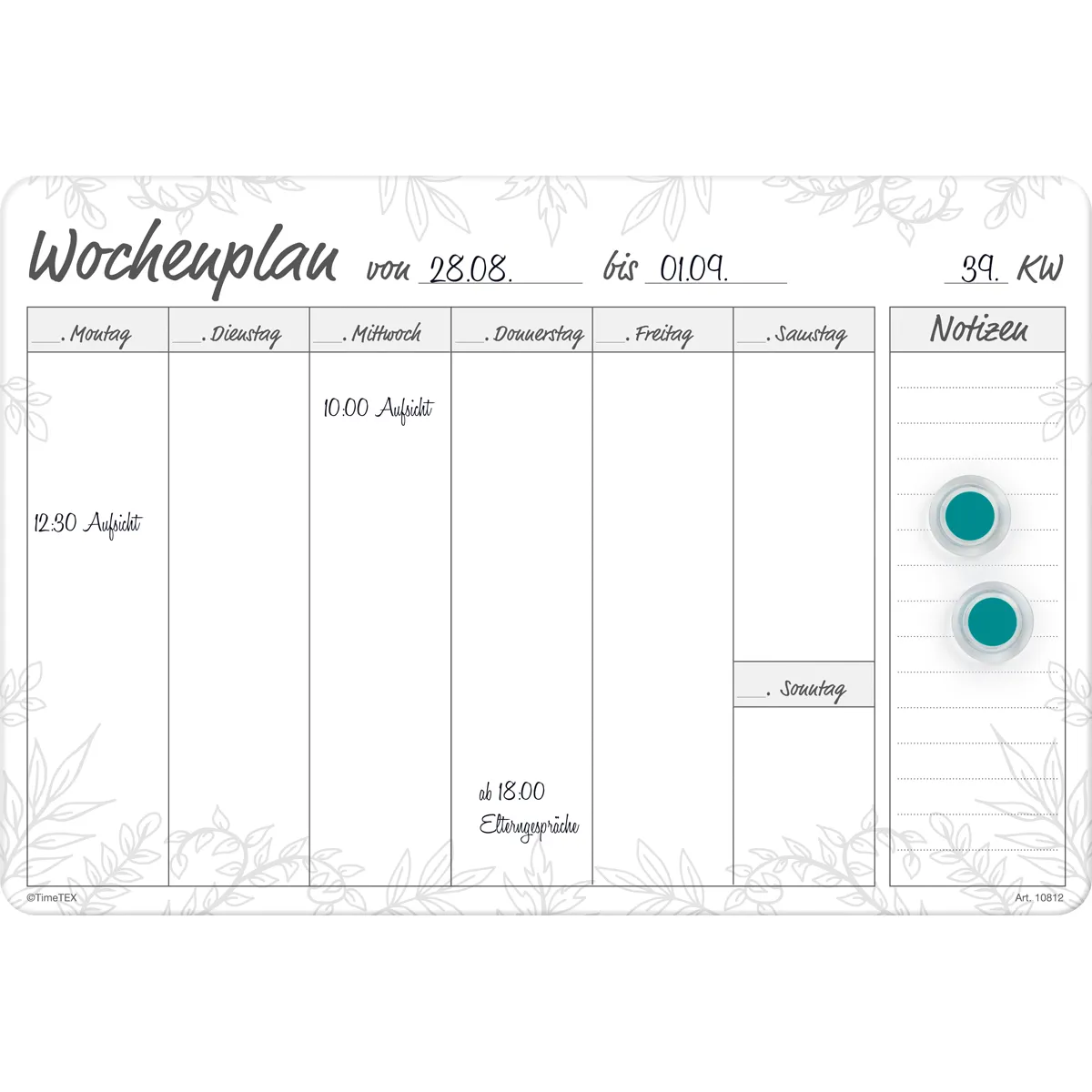 Kalender, Wochenplan, Terminplan, Notizen, Unterlage, wöchentlicher planer, notizen, layout, kalender, blumenORNament