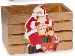 Holzkörbchen Weihnachten Weihnachtsmann - gold 26 auf Lager