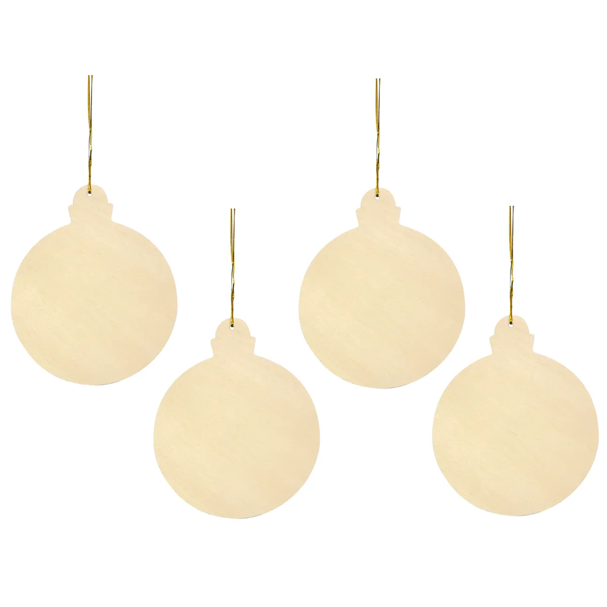 Holzanhänger, Weihnachtskugel, runder Anhänger, Naturholz, Dekoration, Weihnachtskugeln, Holzkugeln, Baumschmuck, Naturholz, 4er Set