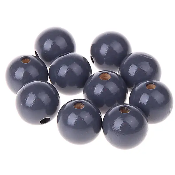Holzperlen 15mm • 10 Stück grau 60 auf Lager
