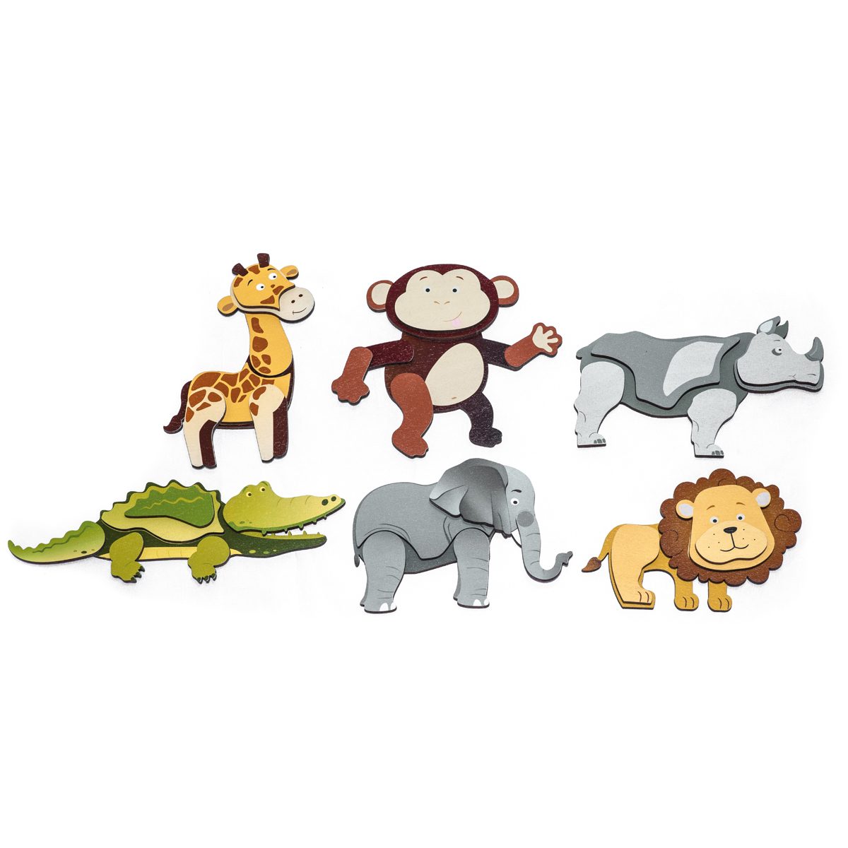 Tierfiguren, Tierkinder, Giraffe, Affe, Alligator, Elefant, Löwe, Nilpferd
