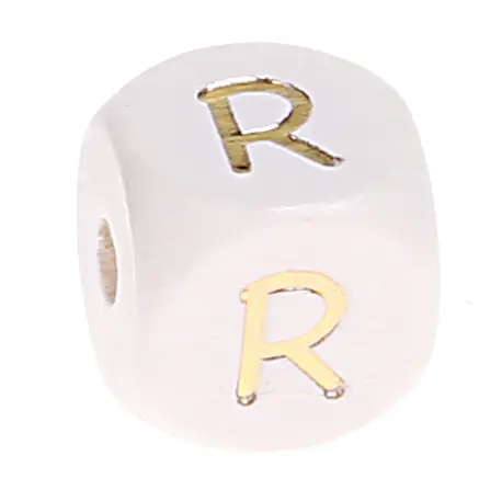 Buchstabenperlen weiss-gold 10mm x 10mm R 212 auf Lager