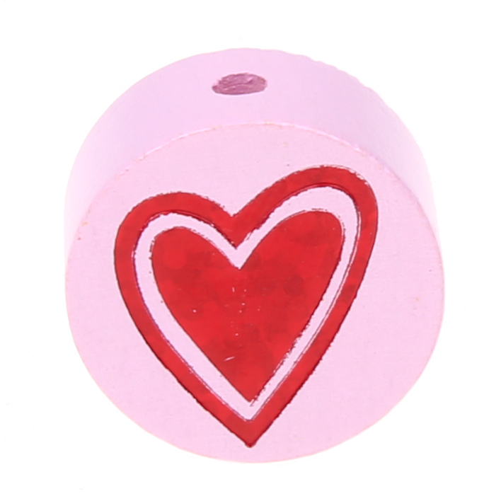 Motif bead disc heart glitter pink 177 in stock 