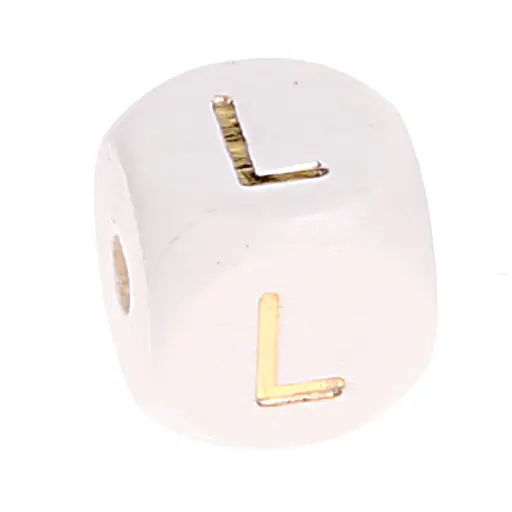Buchstabenperlen weiss-gold 10mm x 10mm L 183 auf Lager