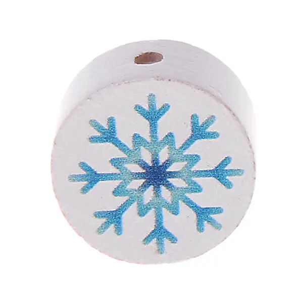 Motivperle Scheibe Schneeflocke blau 25 auf Lager