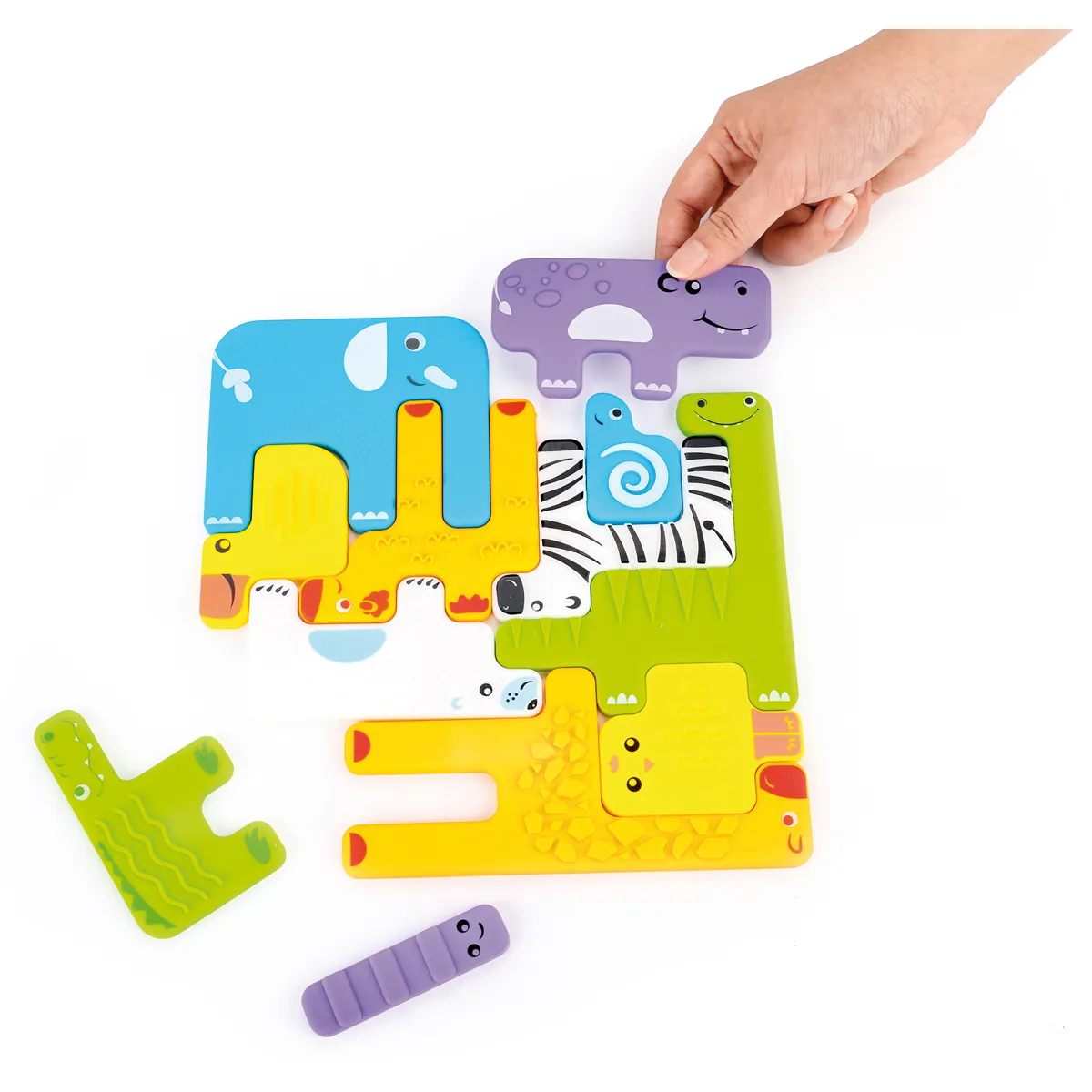 Puzzle, Elefant, Zebra, Giraffe, bunt, puzzle, soft, bunt, elefant, giraffe